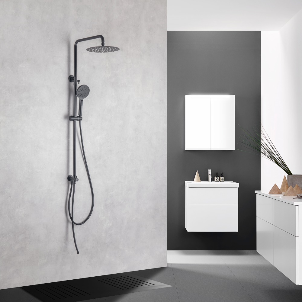 Душевая система Aquanet Вега Reno 3jet 250 мм матовый черный AQ2046MB