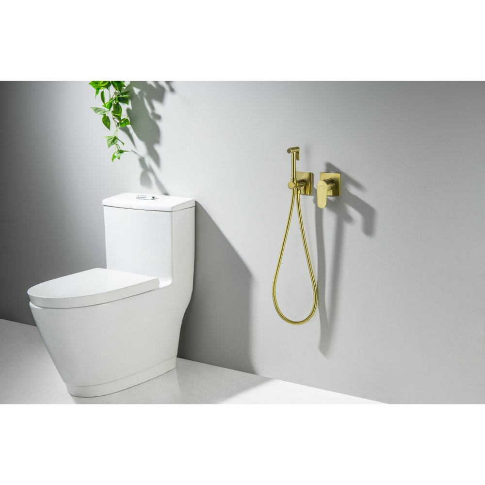 Комплект для гигиенического душа встроенный Aquanet Oberon шлифованное золото AQ1220BG