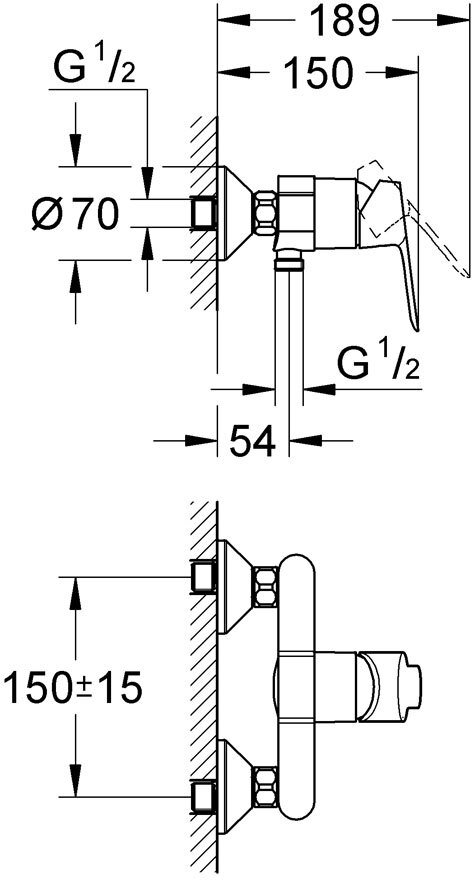 Смеситель для душа GROHE BauEdge хром 23333000