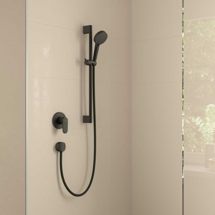 Комплект смесителя для душа Hansgrohe Vernis Blend скрытого монтажа матовый черный (71649670 + 13620180) 71649670S