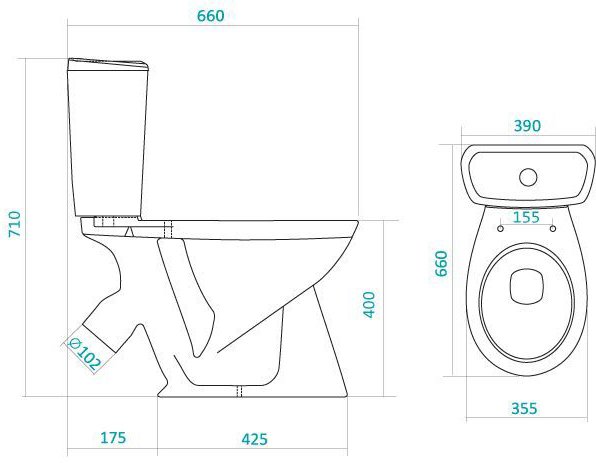 Унитаз-компакт Santek Бриз 1-режимный с полипропиленовым сиденьем 1.WH20.2.569
