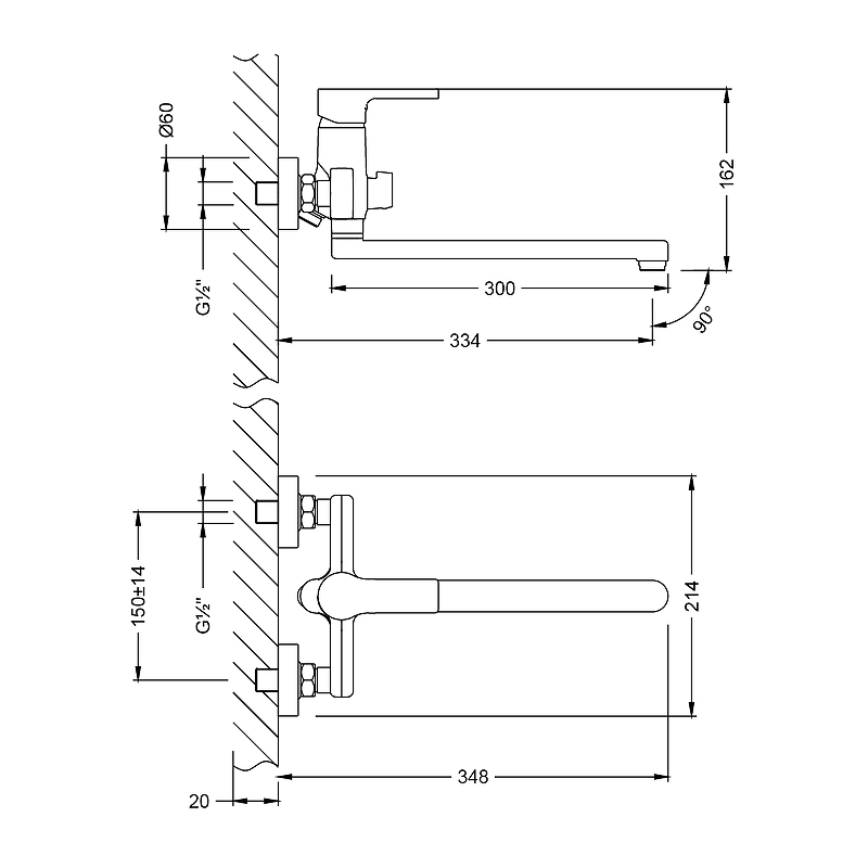 Смеситель универсальный Lemark Aura с плоским изливом 300 мм хром LM0651CH