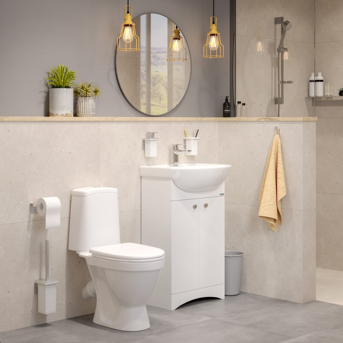 Тумба под умывальник напольная Sanita Luxe Аттика 50 490х820х330 мм белая ATKSACW50013F1