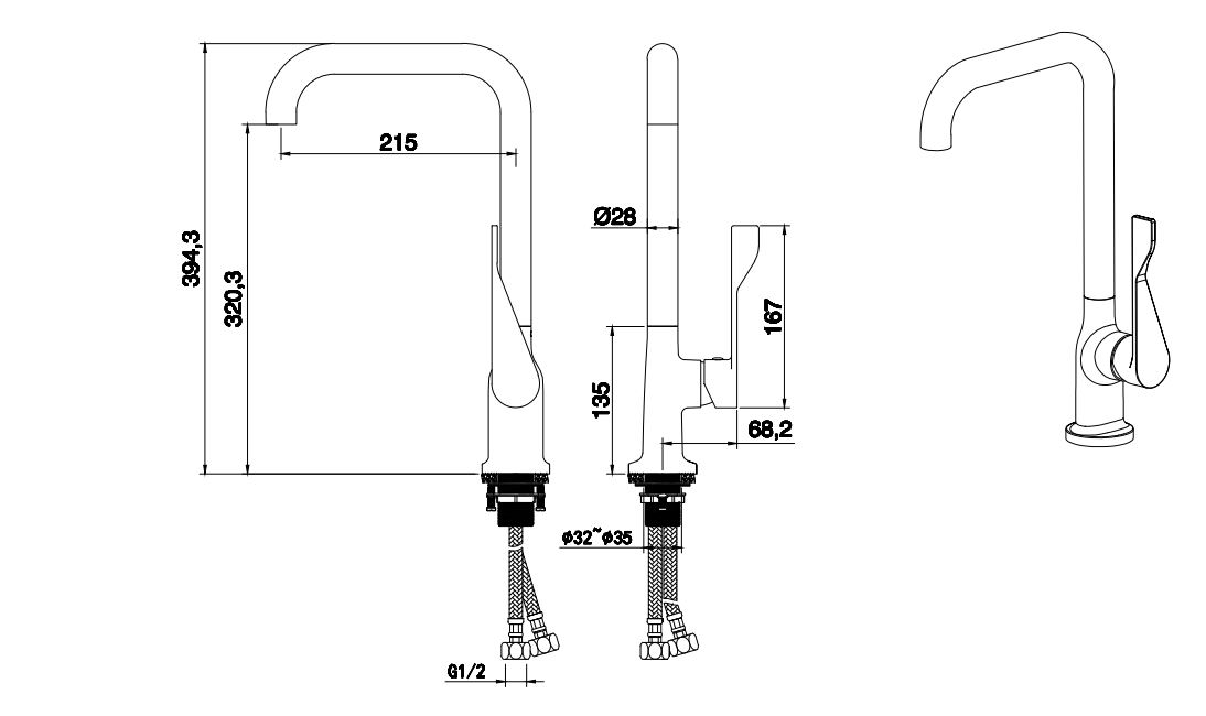Смеситель для кухни Aquanet Вега квадратный излив хром AQ1083CR