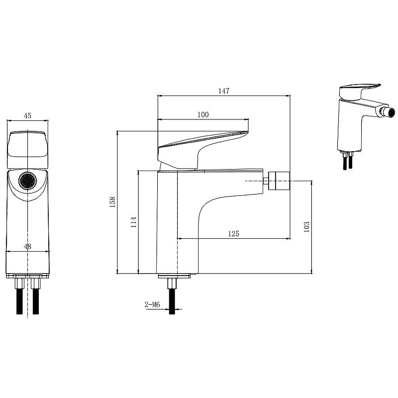Смеситель для биде Aquatek Вега матовый черный AQ1018MB