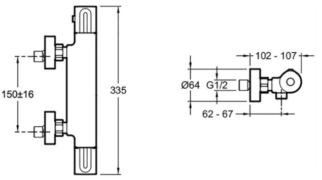 Смеситель для душа термостатический Jacob Delafon Metro хром E24394-CP