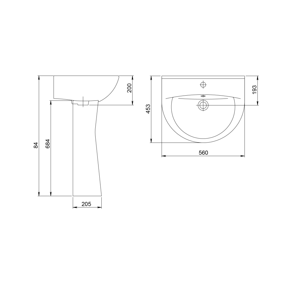 Умывальник Sanita Виктория с переливом белый 564х453 мм 1.3111.6.S00.11B.0