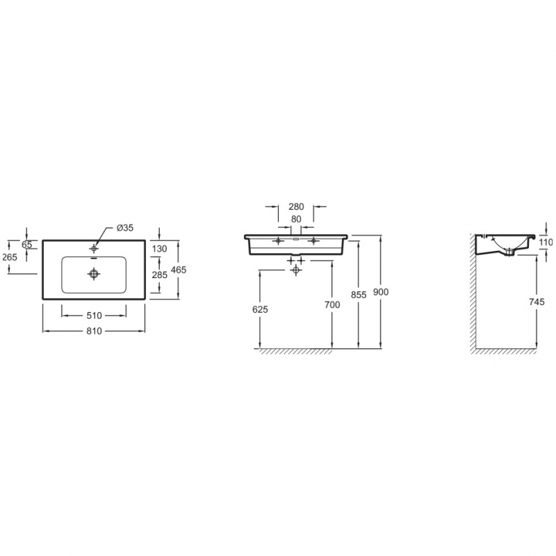 Раковина-столешница Jacob Delafon Vox 80х46 см для установки на мебель EXAE112-Z-00