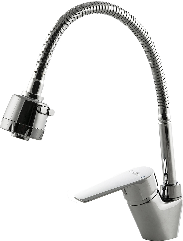 Смеситель для кухни Rossinka Silvermix S35-26 с гибким изливом хром S35-26