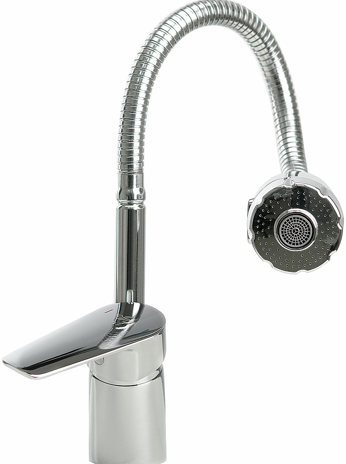 Смеситель для кухни Rossinka Silvermix S35-26 с гибким изливом хром S35-26