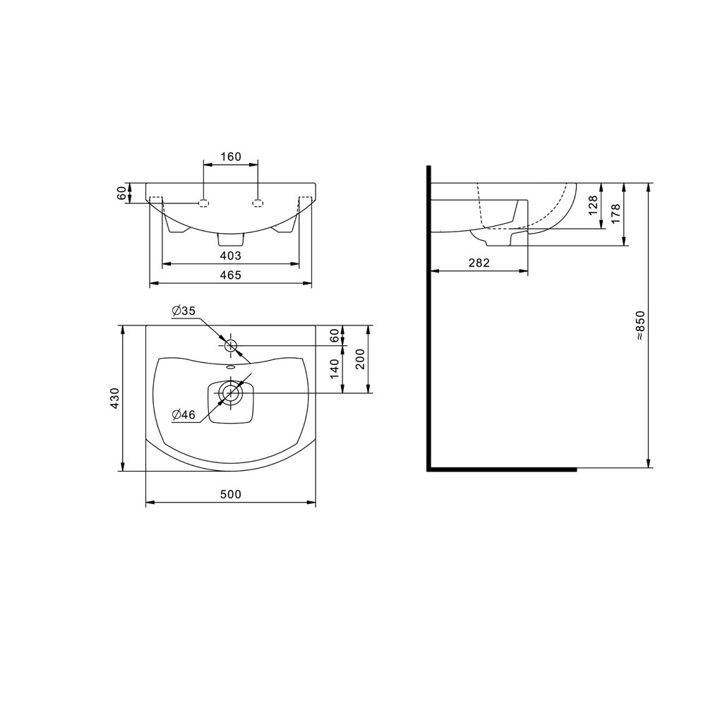 Умывальник Santek Балтика 50 см 1.WH50.1.701