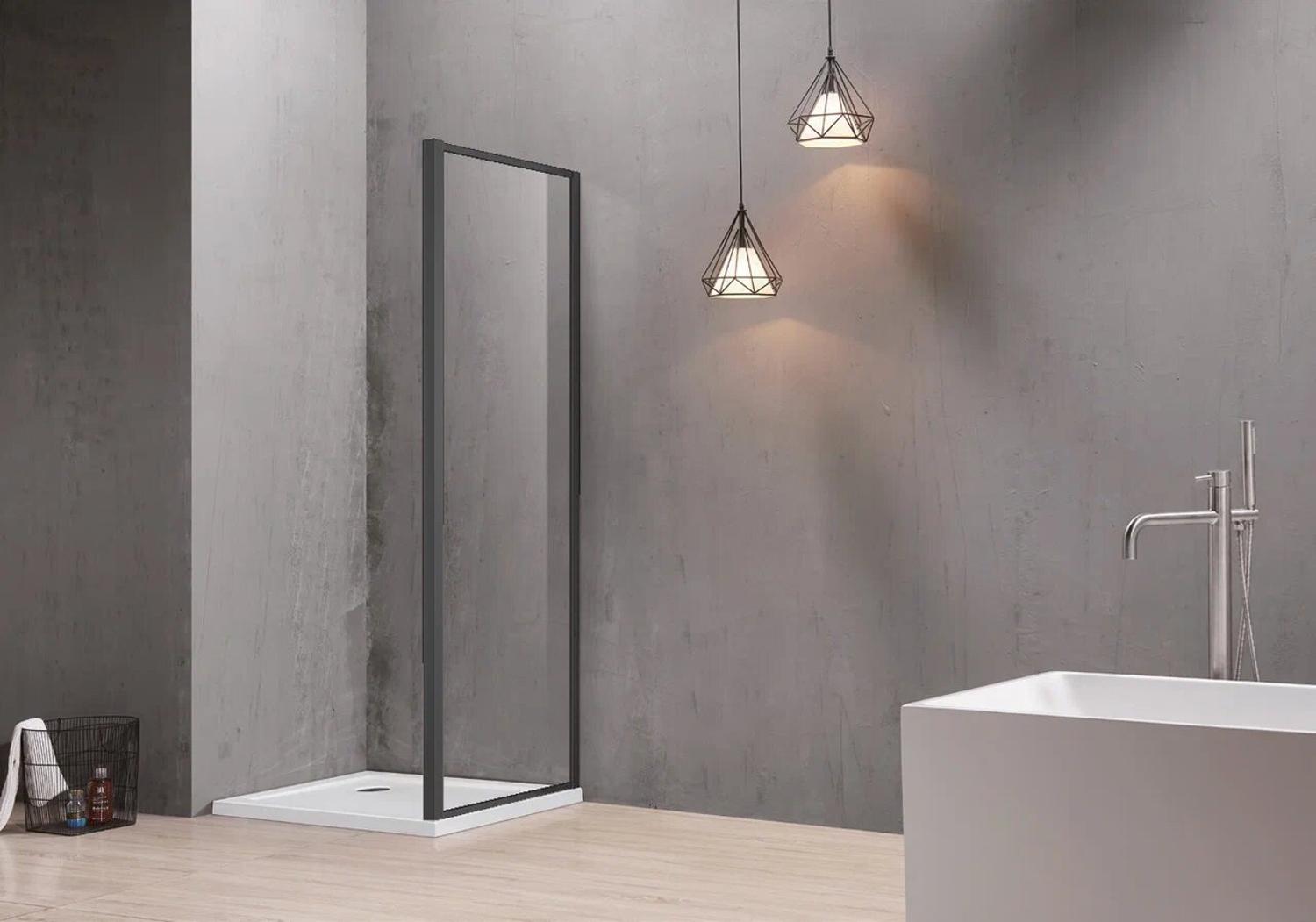 Душевая стенка Aquanet Aria неподвижная 800x2000 мм черный прозрачное стекло AQ ARI WA 08020BL