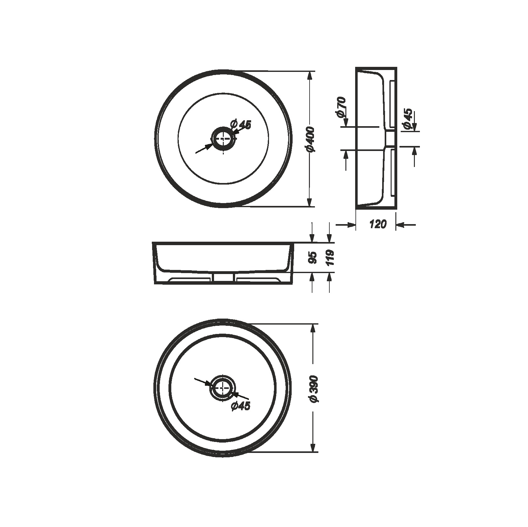 Умывальник накладной Sanita Luxe Best Slim 40 см Белый WB.CT/Best/40-N.Slim/WHT.G/S1