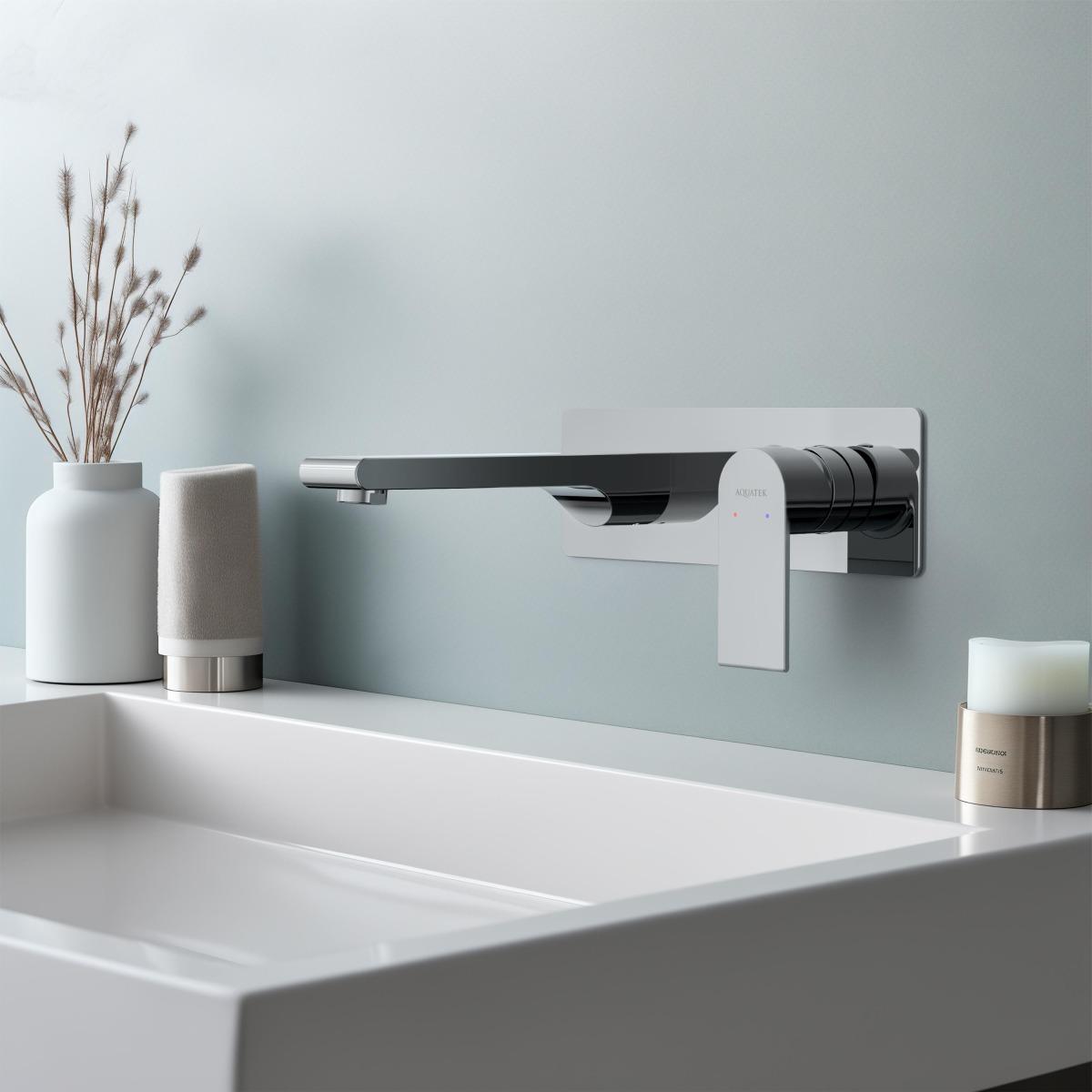 Смеситель для раковины Aquanet Лира настенный комплект со скрытой частью хром AQ1413CR