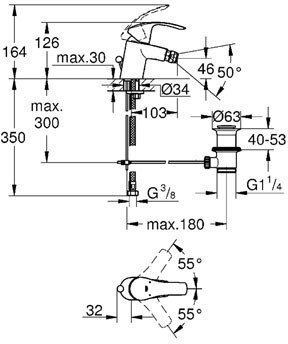 Смеситель для биде GROHE Eurosmart New с донным клапаном хром 32929002