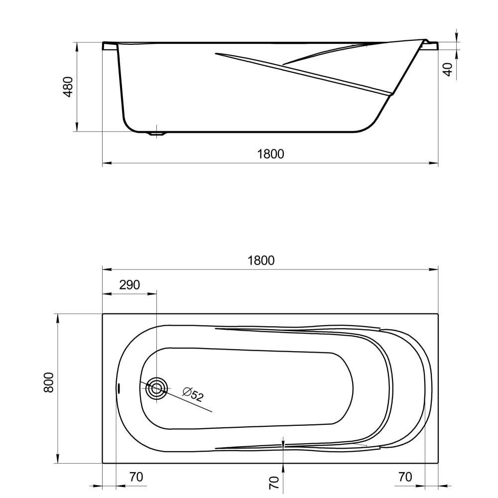 Ванна акриловая прямоугольная Santek Касабланка XL 180х80 см белая 1.WH30.2.482