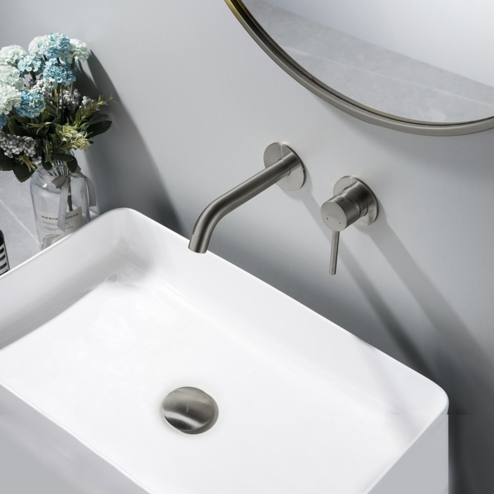 Донный клапан Aquatek Push-open без перелива оружейная сталь AQ6003BGM