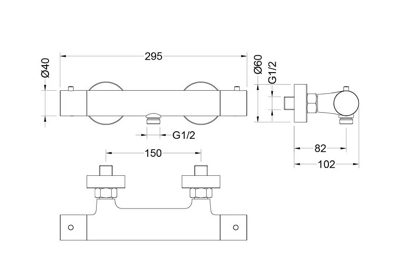 Смеситель для душа термостатический Aquanet Европа оружейная сталь AQ1363BGM
