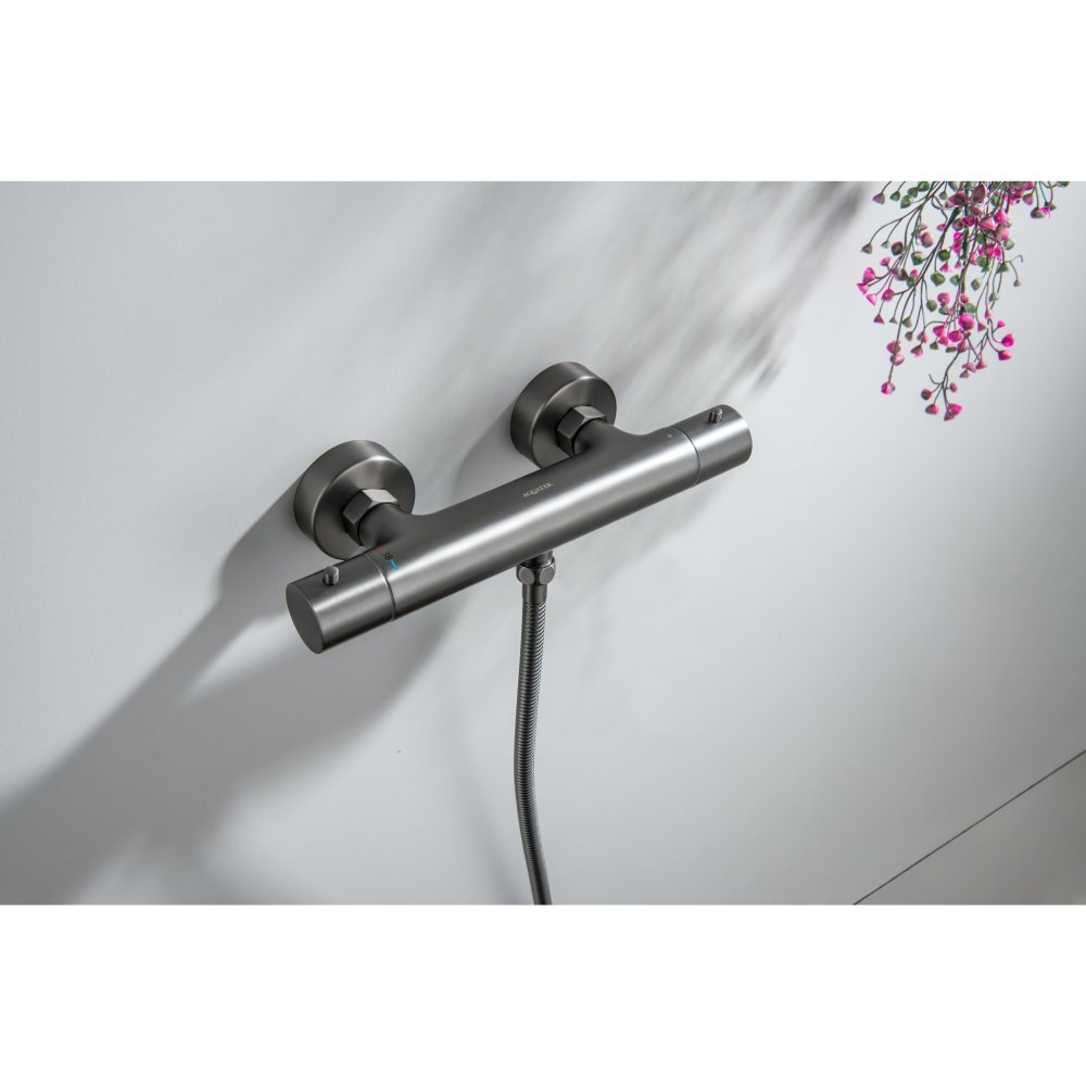 Смеситель для душа термостатический Aquanet Европа оружейная сталь AQ1363BGM