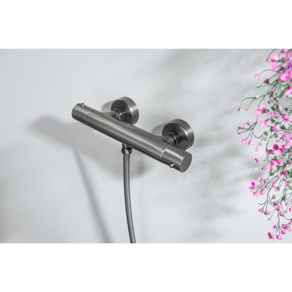 Смеситель для душа термостатический Aquanet Европа оружейная сталь AQ1363BGM