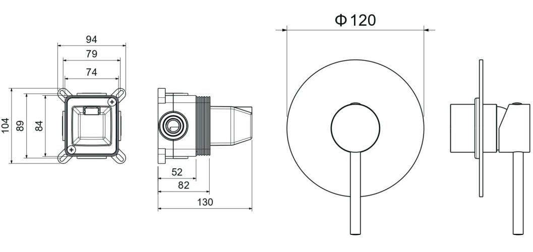 Смеситель для душа скрытого монтажа Aquanet Европа 1 режим матовый черный AQ1366MB