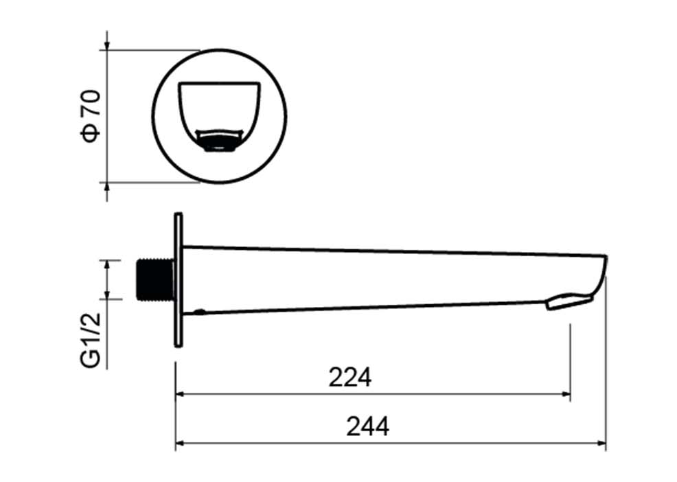 Излив для ванны AQUATEK БЕТТА 224 мм оружейная сталь AQ1141BGM