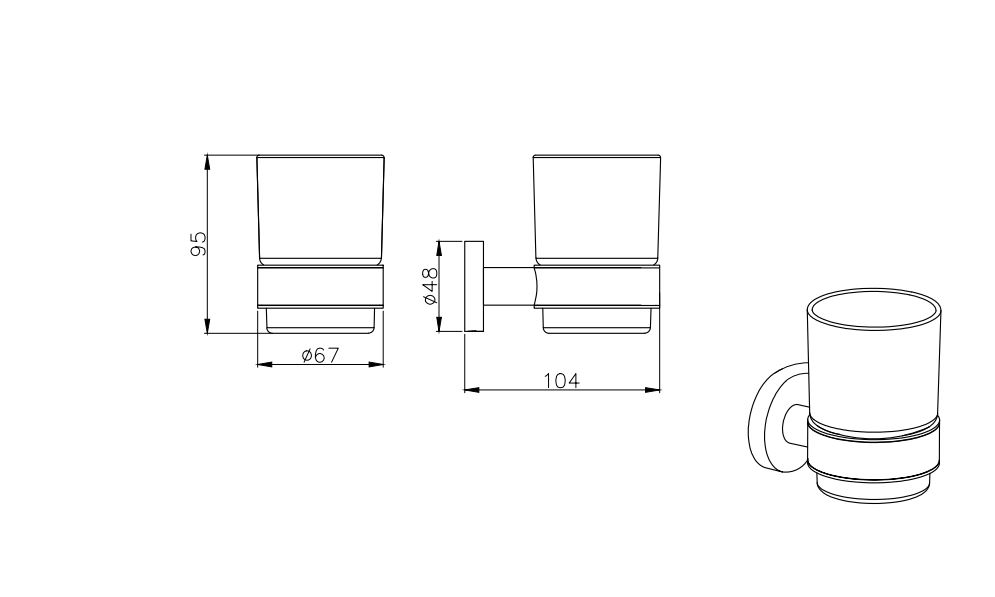 Стакан с держателем Aquanet ВЕГА хром AQ4004CR
