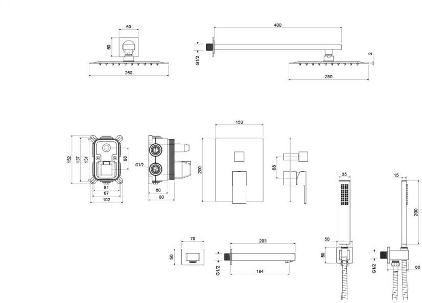 Душевой комплект Aquanet ЛИБРА Set 4 в 1 3 режима AQ1673CR