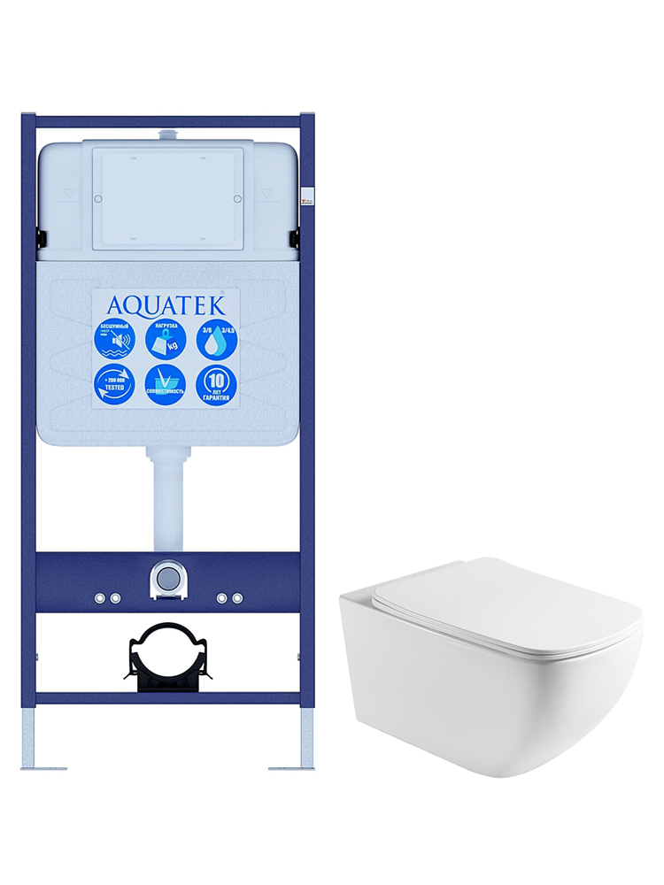 Комплект инсталляции 2 в 1 Aquatek Медея T рама Standard INS-0000012 и унитаз AQ1537T-00 МЕДЕЯ T 2в1