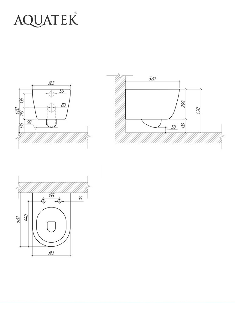 Комплект инсталляции 4 в 1 AQUATEK Поларис (рама INS-0000012, унитаз AQ0700-01, сиденье soft-close, кнопка KDI-0000035) ПОЛАРИС-01-035