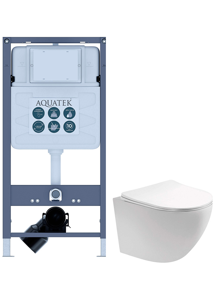 Комплект инсталляции с унитазом AQUATEK ЕВРОПА (рама INSP-0000001, унитаз AQ1900T-00 soft-close) ЕВРОПА-INSP01