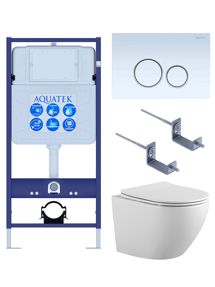 Комплект инсталляции 4 в 1 AQUATEK Европа с унитазом AQ1901-00 и клавишей KDI-0000015 SET AQUATEK ЕВРОПА-015 4в1