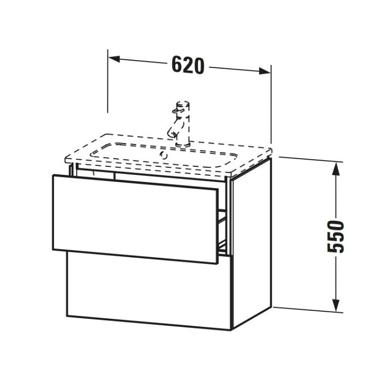 Тумба под раковину Duravit L-Cube 620x391x550 мм подвесная 2 ящика графит матовый LC625604949