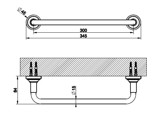 Полотенцедержатель Gessi VENTI20 345 мм Finox Brushed Nickel 65497149