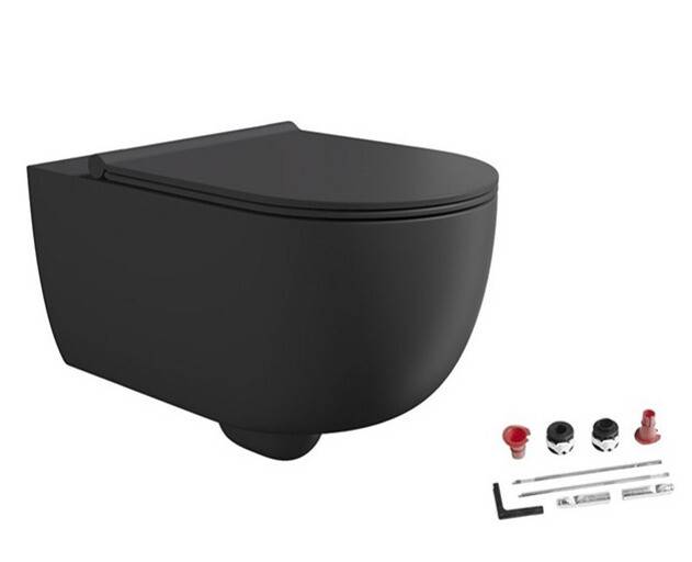 Унитаз подвесной безободковый Alice Ceramica Unica 350x550 мм с сиденьем черный матовый 32240108SET