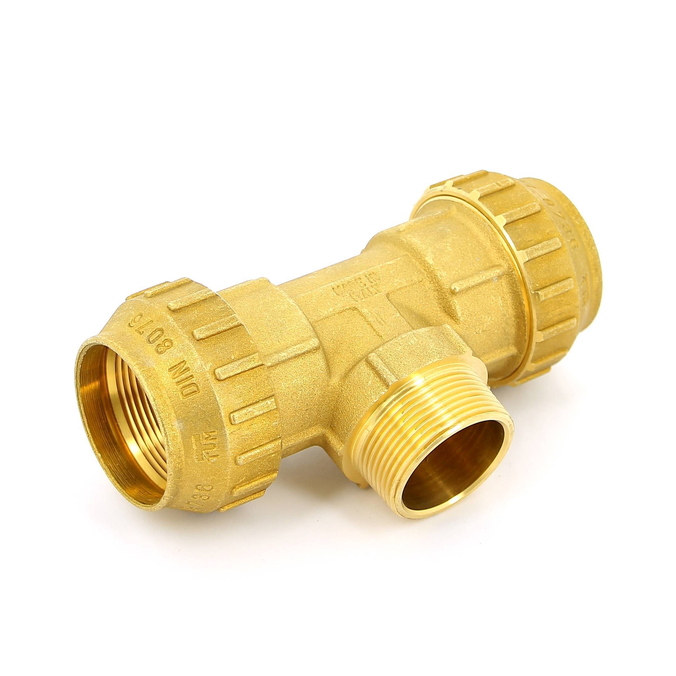 Тройник компрессионный Tiemme для труб ПНД 50х1 1/2 НР 3400086