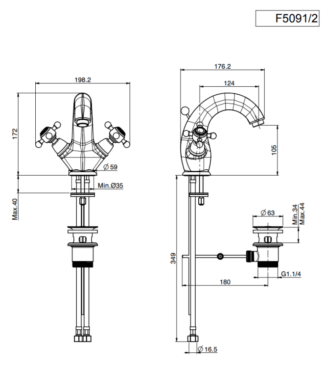 Смеситель для раковины Fima Carlo Frattini Elizabeth двухвентильный античная бронза F50912BR