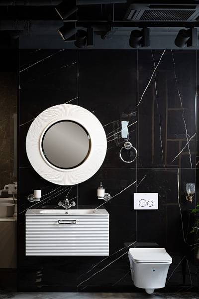 Зеркало круглое подвесное Boheme 82x82 см белое с подсветкой 528-W light