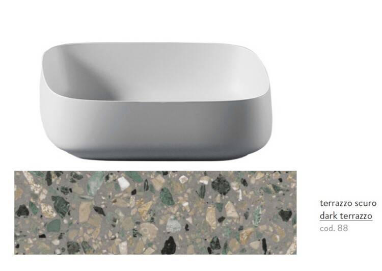 Раковина накладная Artceram Cognac Quadro 560x410x155 мм без отверстия Dark Terrazzo COL0098800