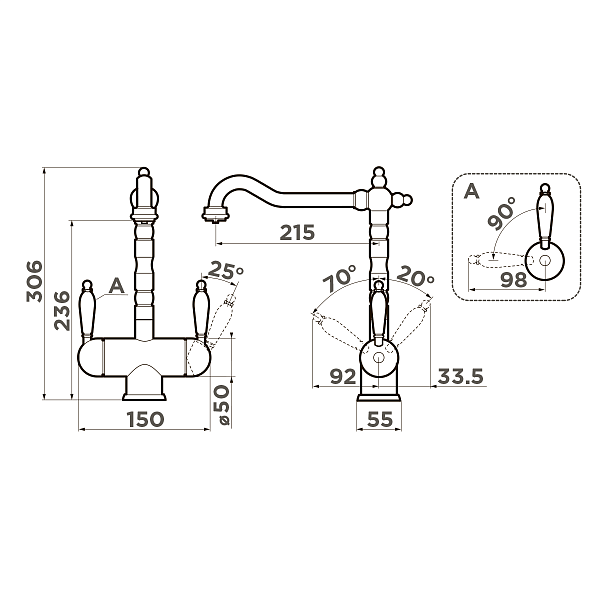 Смеситель для кухни Omoikiri Amagasaki хром 4994293