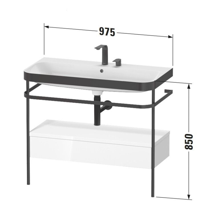 Консоль Duravit Happy D.2 Plus 975x490x850 мм с раковиной черный матовый / белый шелковисто-матовый HP4743E3636