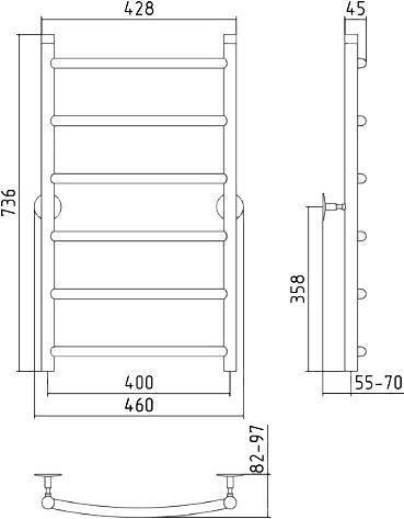 Полотенцесушитель водяной Стилье Универсал-50 46x73.6 см 00650-8040