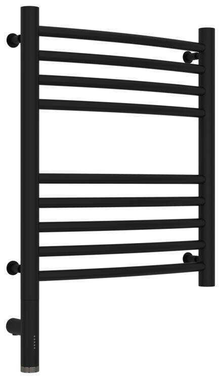 Полотенцесушитель электрический Сунержа Богема 3.0 выгнутая 500x400 мм МЭМ нижнее слева черный матовый 3158025040