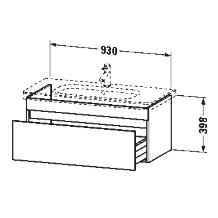 Тумба под раковину подвесная Duravit DuraStyle 930x448x398 мм, 1 ящик, белый матовый DS638201818