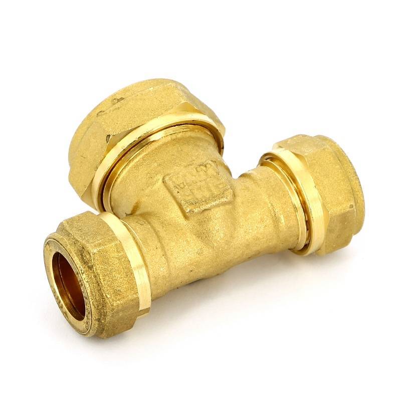 Тройник обжимной латунный Tiemme 15х22х15 мм 1000133