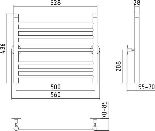 Полотенцесушитель водяной Стилье Универсал-53 56x43.6 см 00653-5050