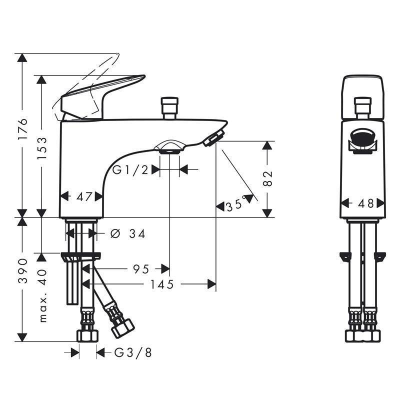 Смеситель для ванны Hansgrohe Logis 220 на борт ванны на 4 отверстия хром 71312000