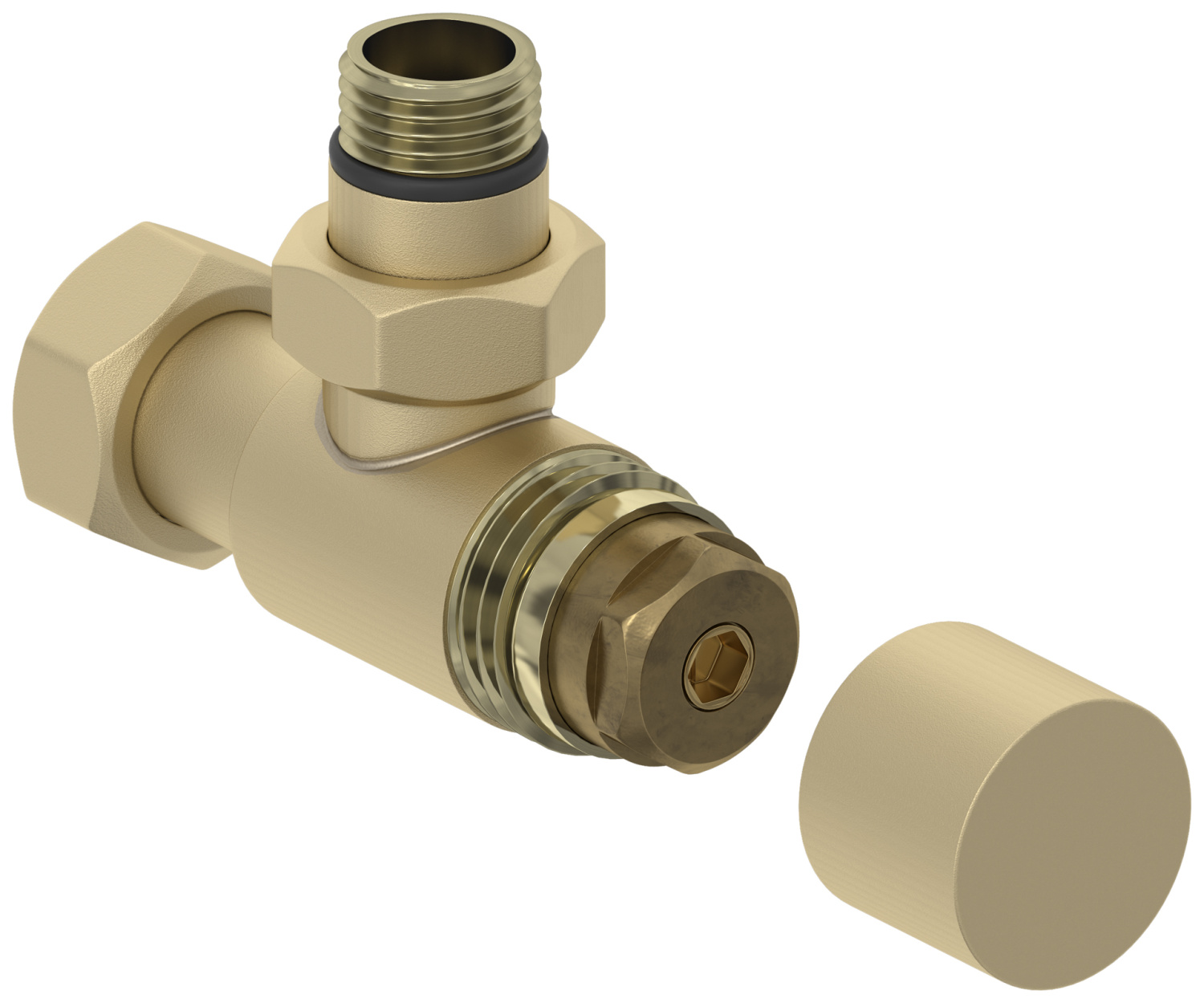 Вентиль регулирующий угловой Сунержа Шестигранник G 1/2 x G 3/4 шампань матовая 022-1404-1234