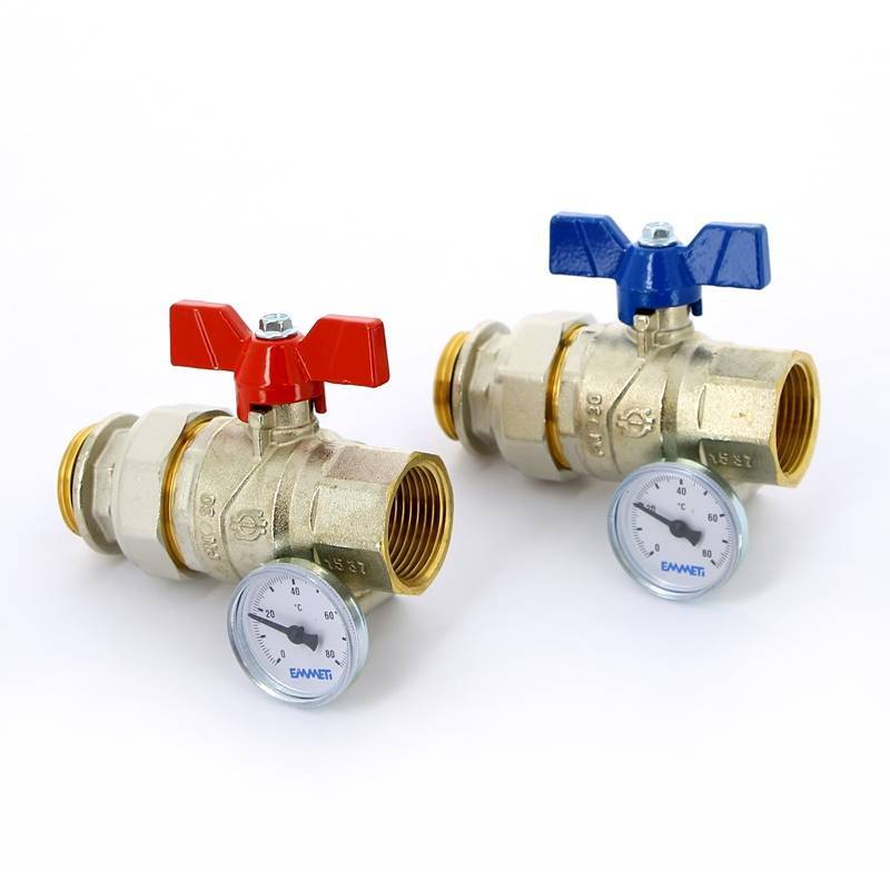 Комплект шаровых кранов Emmeti Progress 1 НВ с термометром 2 шт 01306260
