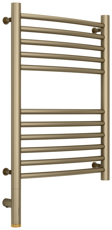 Полотенцесушитель электрический Сунержа Богема 3.0 выгнутая 600x400 мм МЭМ нижнее слева золотой шелк 3258026040